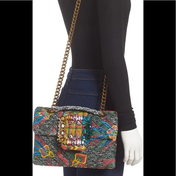 Kurt Geiger London Mayfair Embroidered Tweed Crossbody Bag - Picture 2 of 13